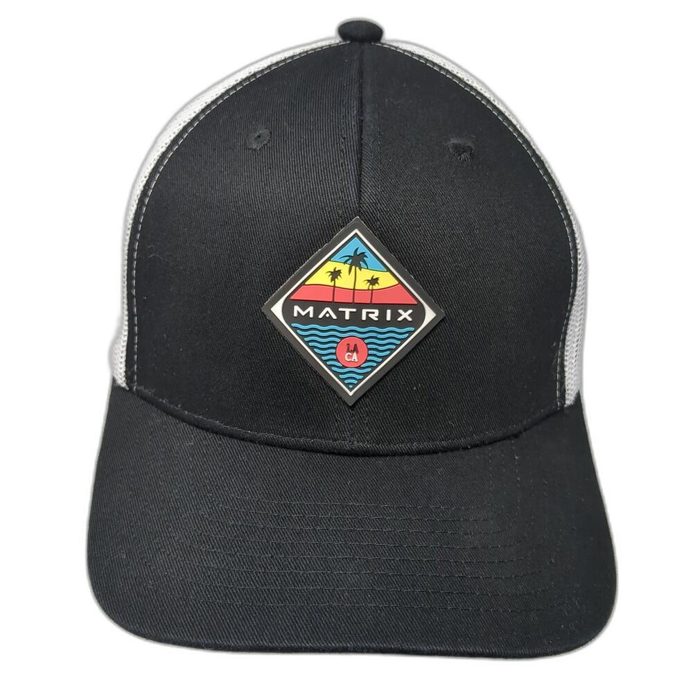 Matrix Snapback Trucker Hat Black One Size Adjustable Embroidered Patched Logo